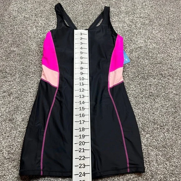 Halcurt One Piece Swimsuit Womens S Black Pink Peach Athletic Workout Bodysuit - Picture 3 of 12